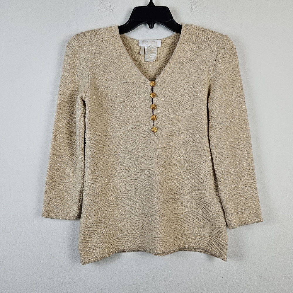 Escada Margaretha Rey Sweater Top IT 34 US XS Wool Blend Metallic Gold Thread